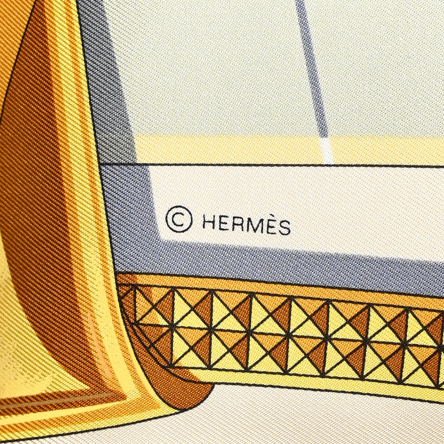 Hermes Silk Grand Apparat Forever Scarf 90 Creme Gold Multicolore 4 of 7