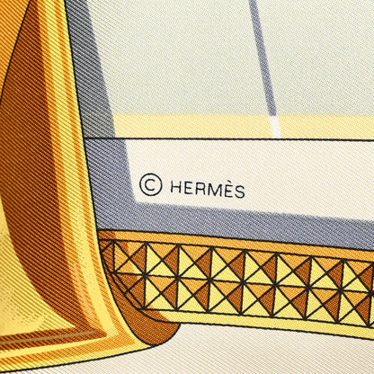 Hermes Silk Grand Apparat Forever Scarf 90 Creme Gold Multicolore 4 of 7
