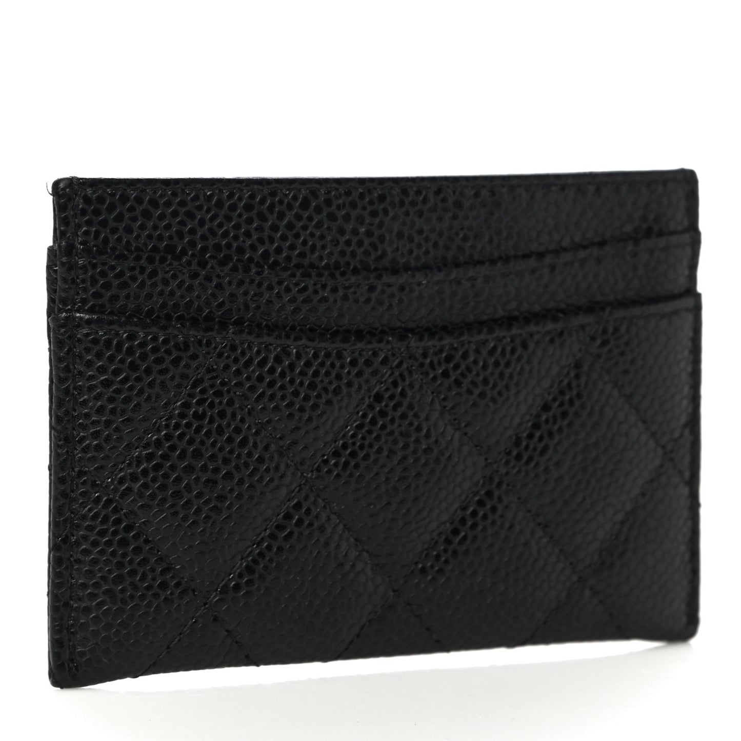 Caviar Quilted Card Holder Black