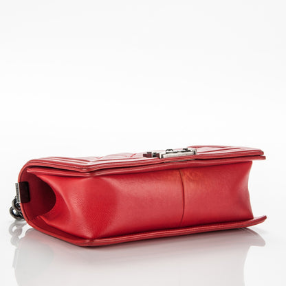 Chanel Calfskin Quilted Double Stitch Medium Boy Flap Red 4 of 8