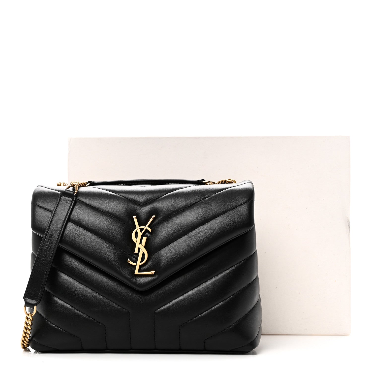 Saint Laurent Calfskin Y Quilted Monogram Small Loulou Chain Satchel Black 11 of 11