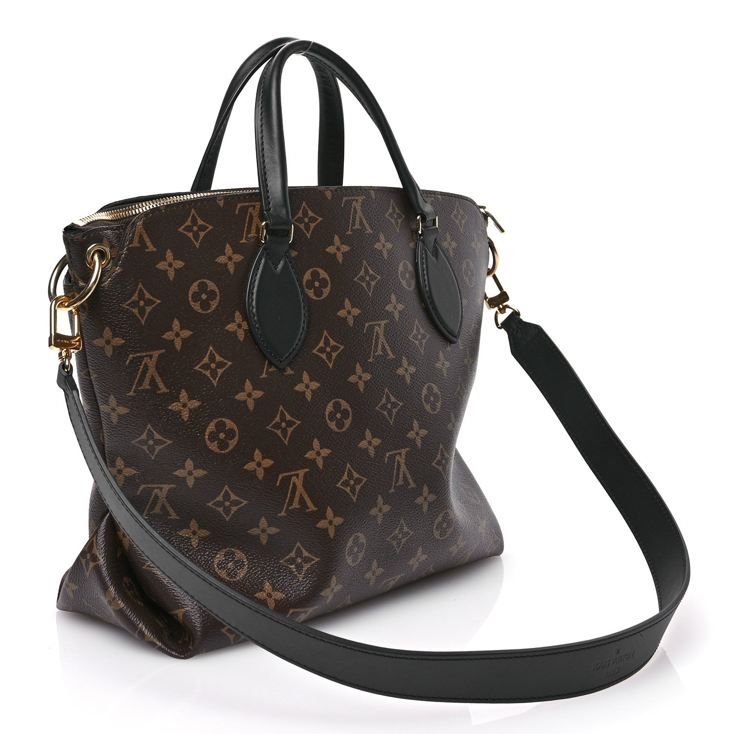Louis Vuitton Monogram Flower Zipped Tote MM Black 3 of 10