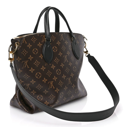 Louis Vuitton Monogram Flower Zipped Tote MM Black 3 of 10