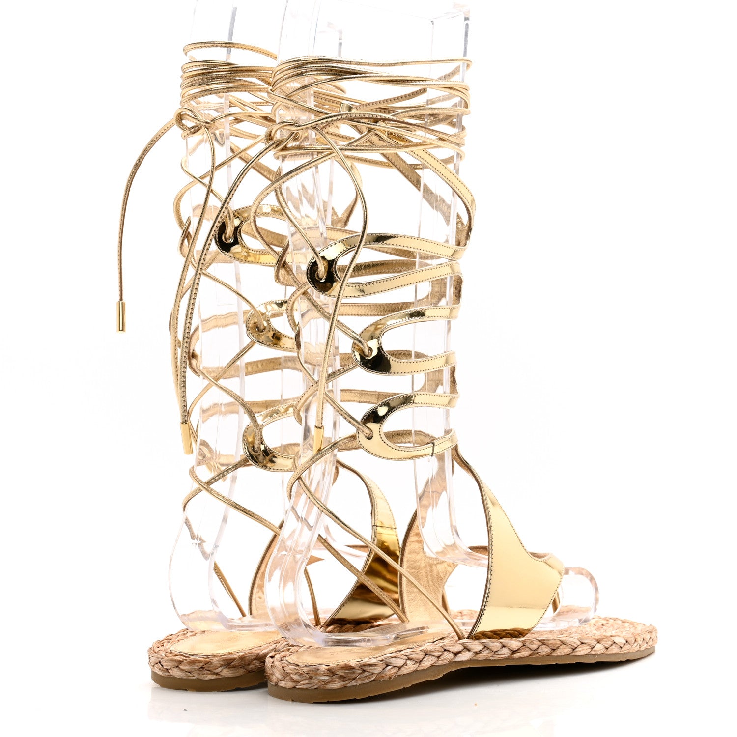 Jimmy Choo Agave Gladiator Espadrilles Flat Sandals 40 Gold 4 of 8