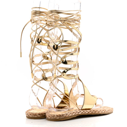 Jimmy Choo Agave Gladiator Espadrilles Flat Sandals 40 Gold 4 of 8
