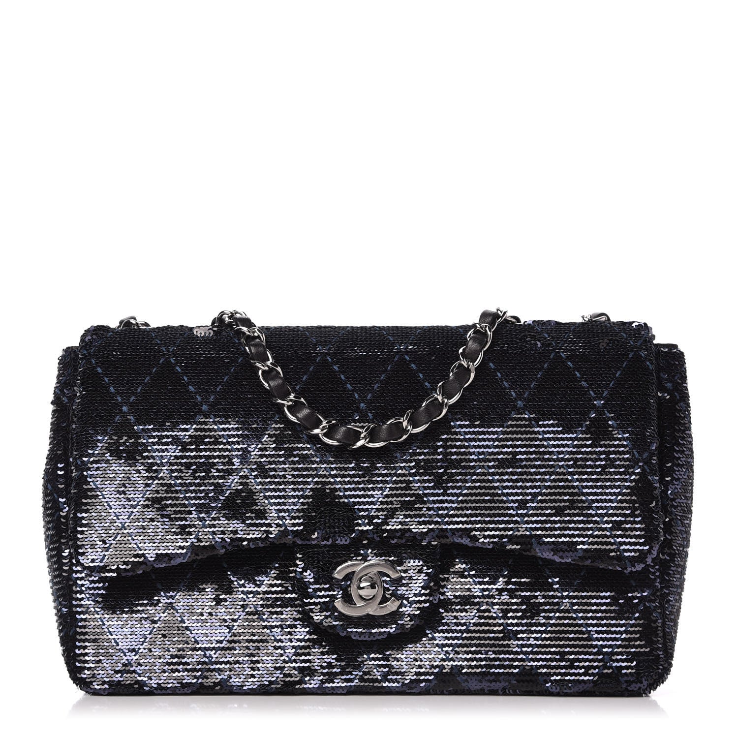 Chanel Sequin Quilted Medium Single Flap Blue 1 of 11