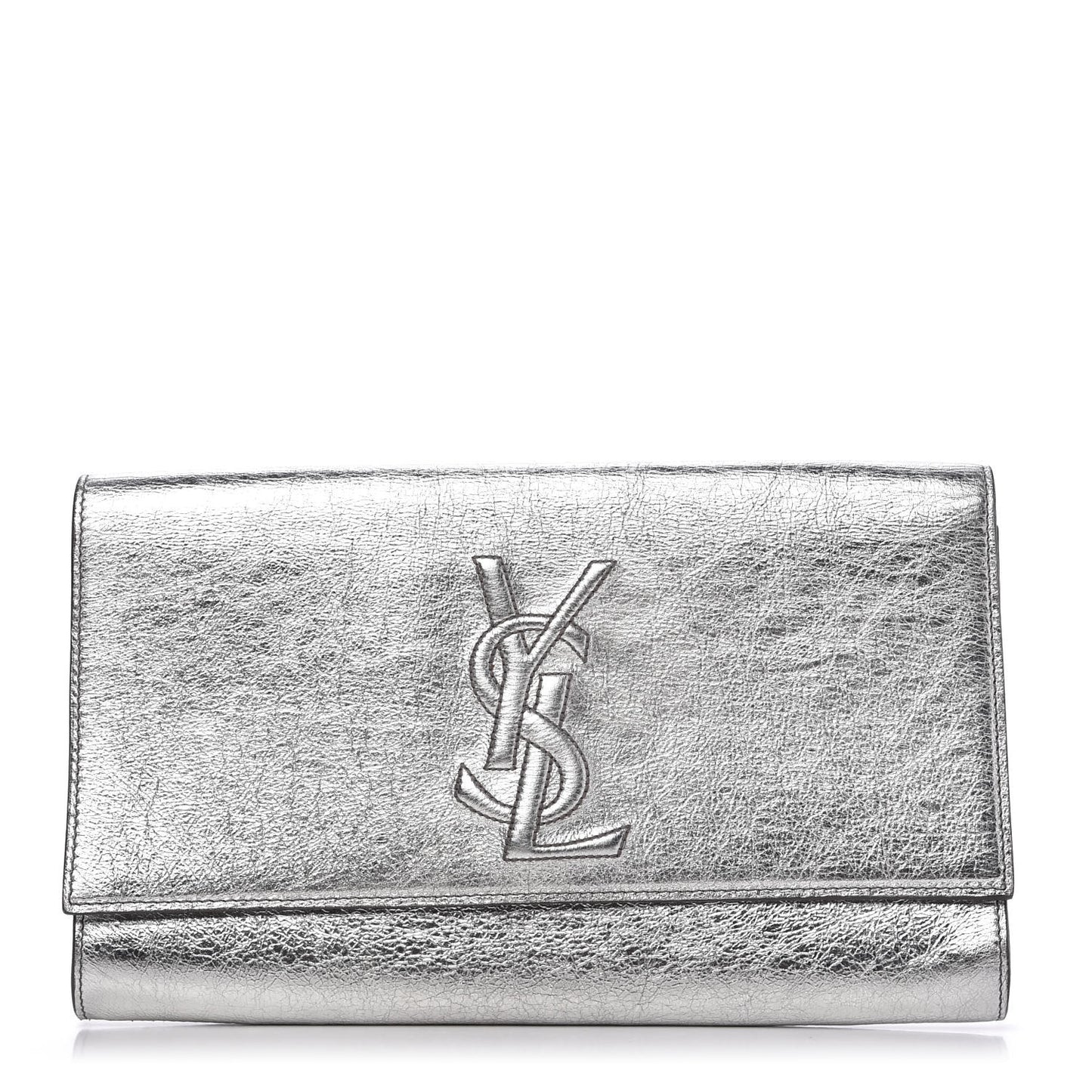Metallic Calfskin Monogram Large Belle De Jour Clutch Silver