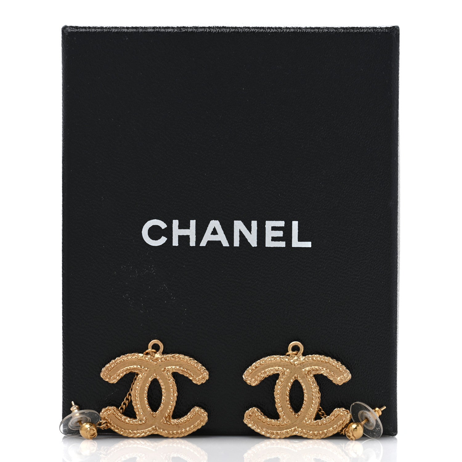 Chanel CC Drop Earrings Matte Gold 5 of 5