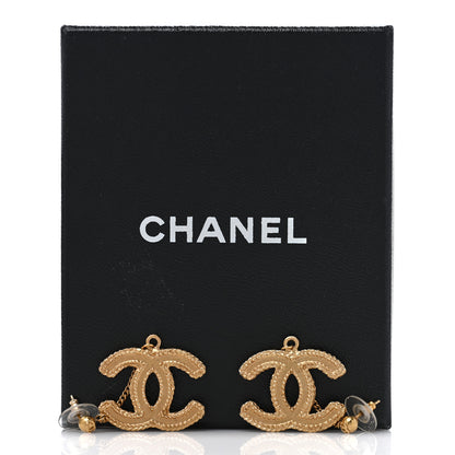 Chanel CC Drop Earrings Matte Gold 5 of 5