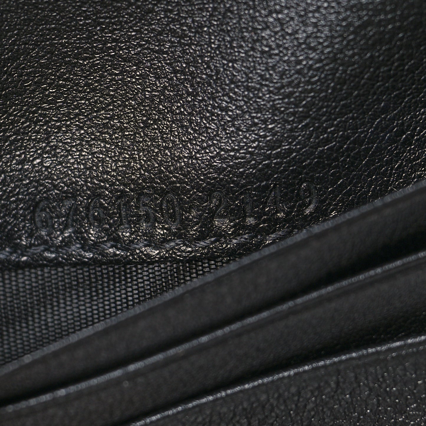Wonka Grain Calfskin GG Monogram Embossed Card Case Wallet Black