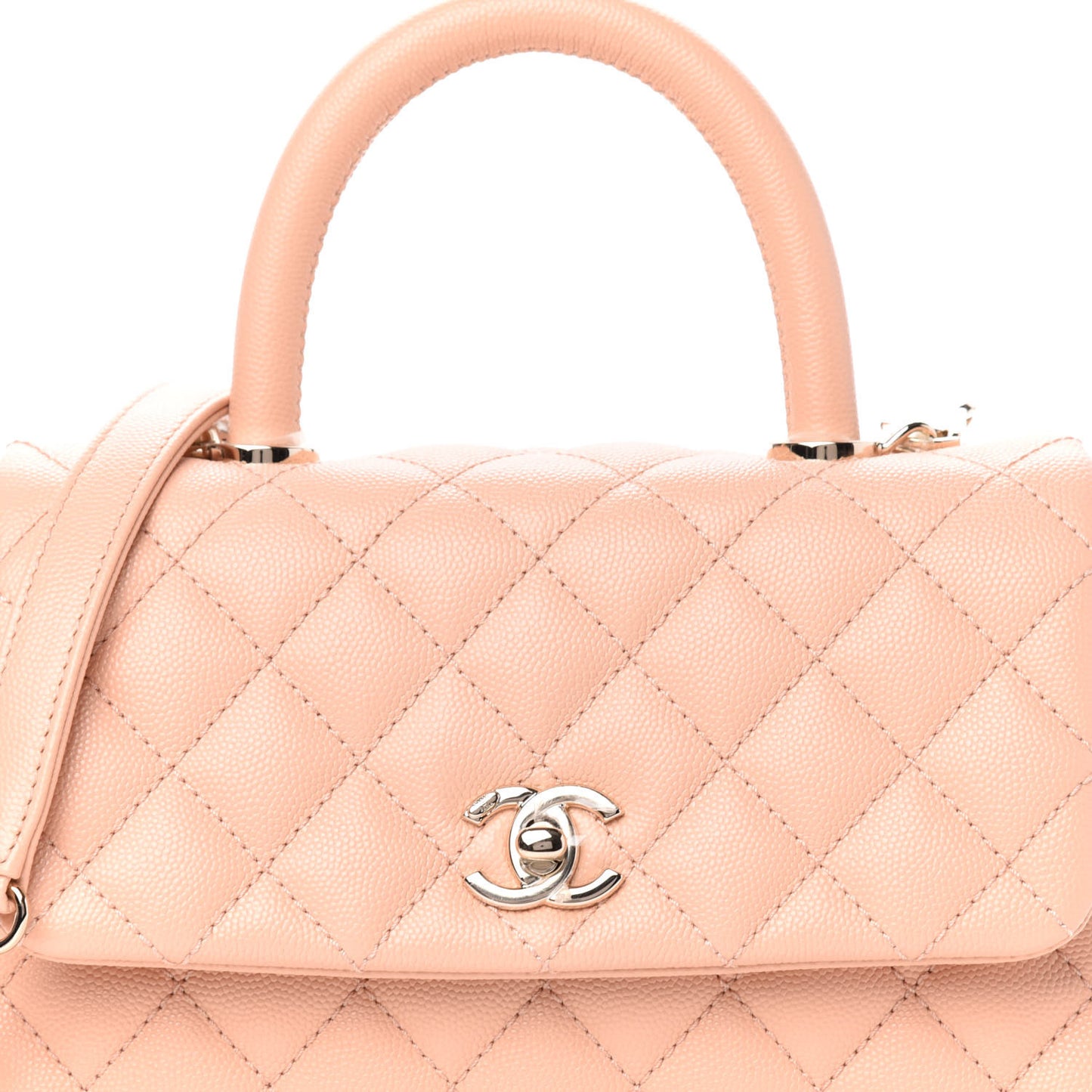 Caviar Quilted Mini Coco Handle Flap Light Pink