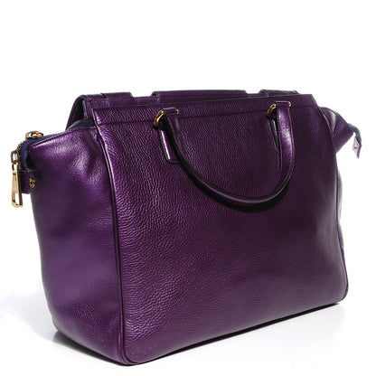 Gucci Metallic Pebbled Calfskin Medium 1973 Top Handle Satchel Purple 3 of 9