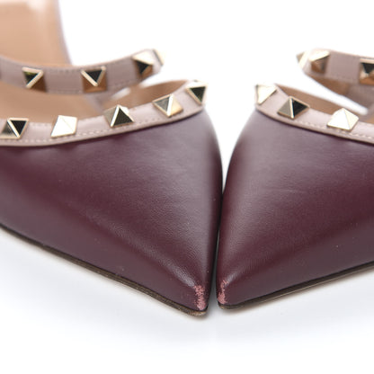 Valentino Garavani Calfskin Nappa Rockstud Cross Strap 50mm Mules 37 Rubin Poudre 9 of 10