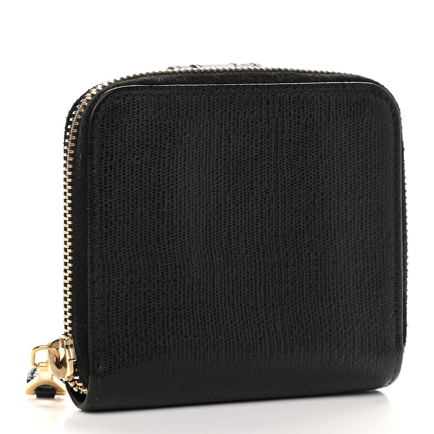 Textured Calfskin Classic Y Ligne Compact Wallet Black