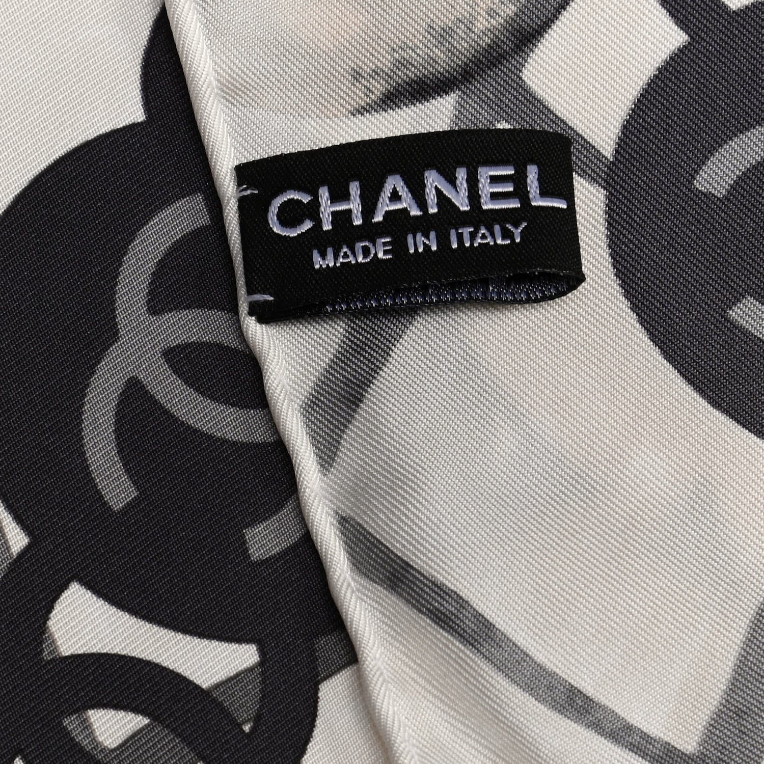 Chanel Silk Camellia CC Square Scarf Ivory 4 of 4