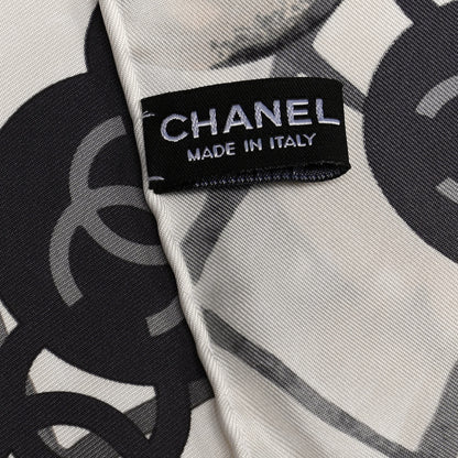 Chanel Silk Camellia CC Square Scarf Ivory 4 of 4