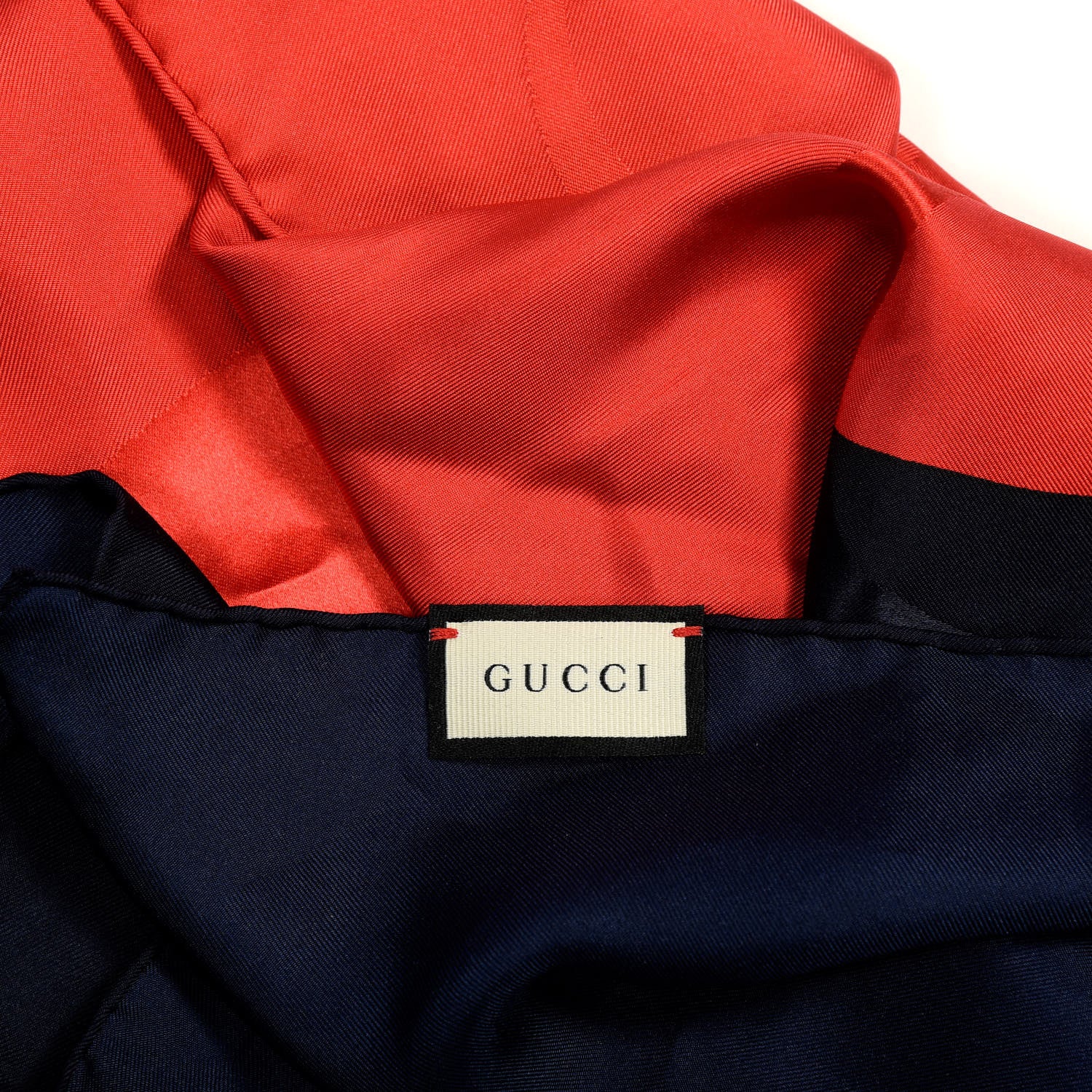Gucci Silk Logo Square Scarf Navy Red 4 of 4