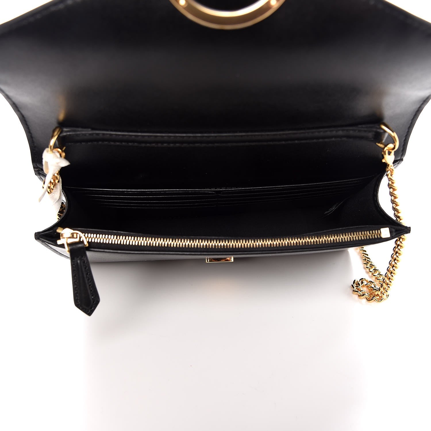 Fendi Vitello Liberty F is Fendi Bi-Color FF 1974 Embossed Medium Envelope Wallet On Chain Black Maya 5 of 7