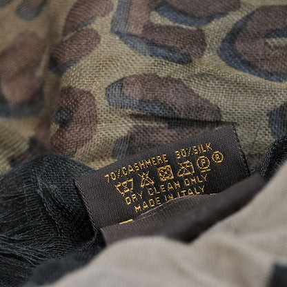 Louis Vuitton Cashmere Silk Leopard V Stole Kaki Vanilla 7 of 9