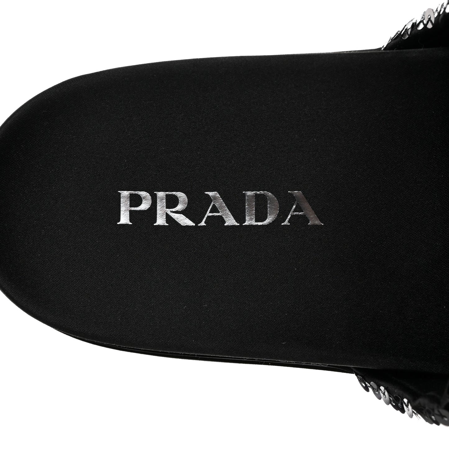 Paillettes Sequin Logo Slide Sandals 39 Black