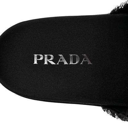 Prada Paillettes Sequin Logo Slide Sandals 39 Black 7 of 9