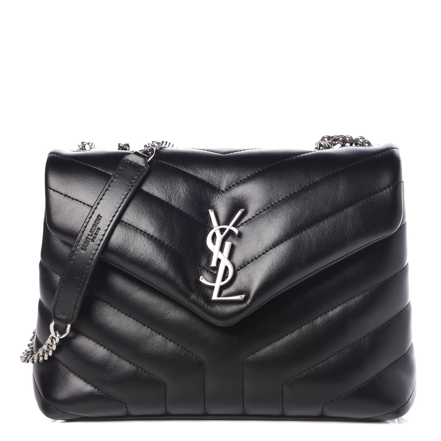 Saint Laurent Calfskin Y Quilted Monogram Small Loulou Chain Satchel Black 1 of 8