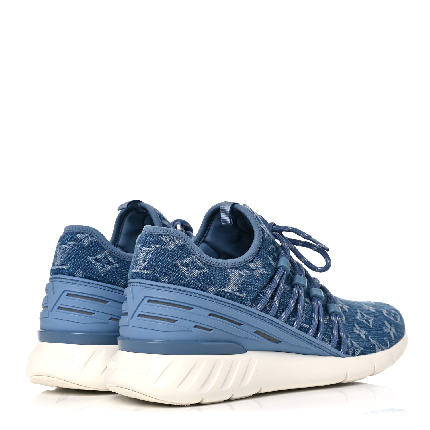 Louis Vuitton Denim Rubber Monogram Fastlane Low Sneakers 7.5 Navy 4 of 10
