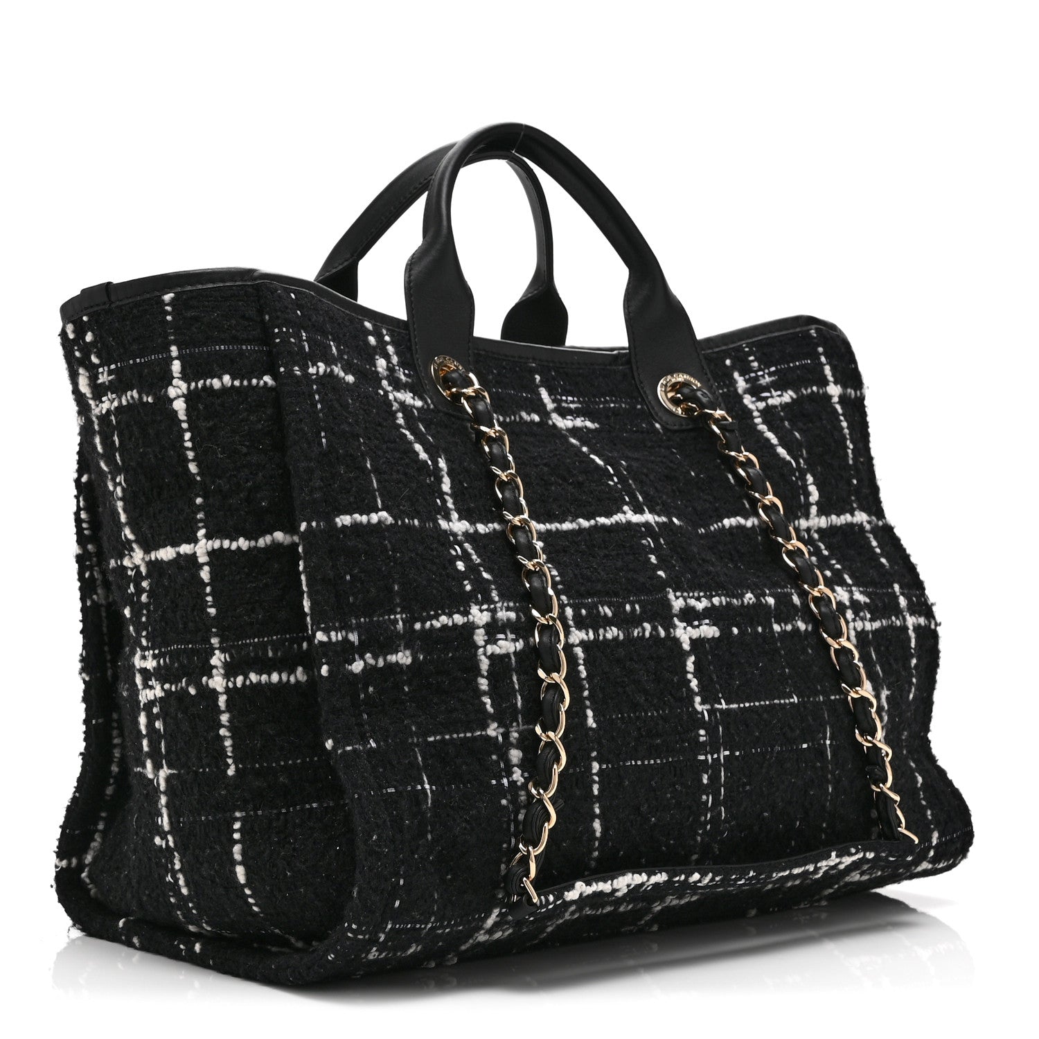 Chanel Tweed Medium Deauville Tote Black White Multicolor 4 of 11