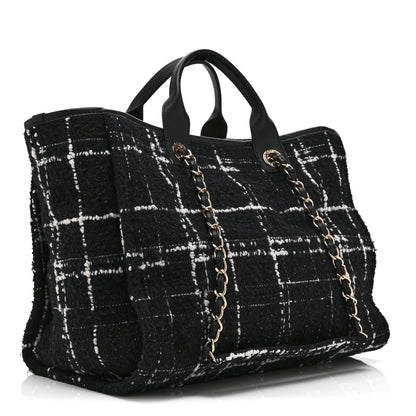 Chanel Tweed Medium Deauville Tote Black White Multicolor 4 of 11