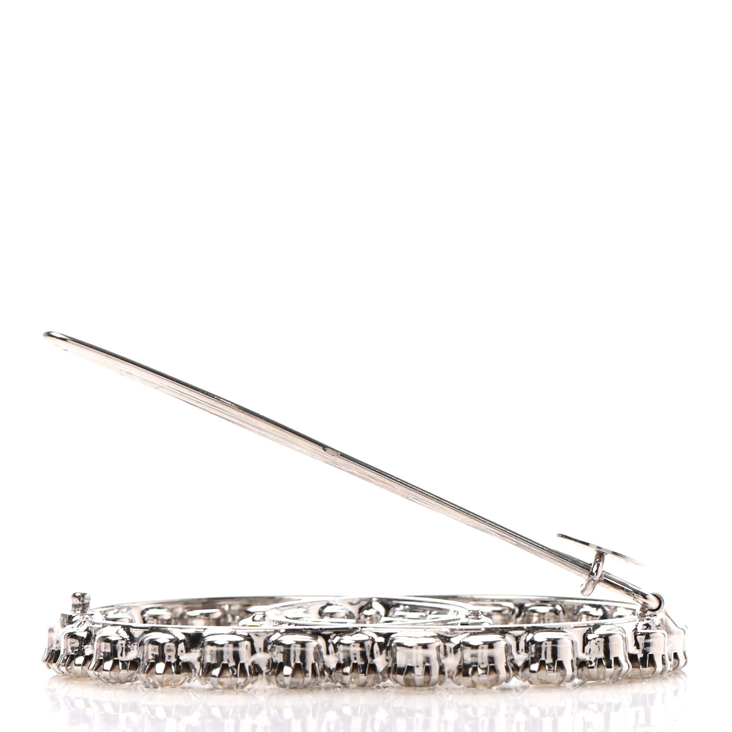 Crystal Interlocking G Hair Clip Silver