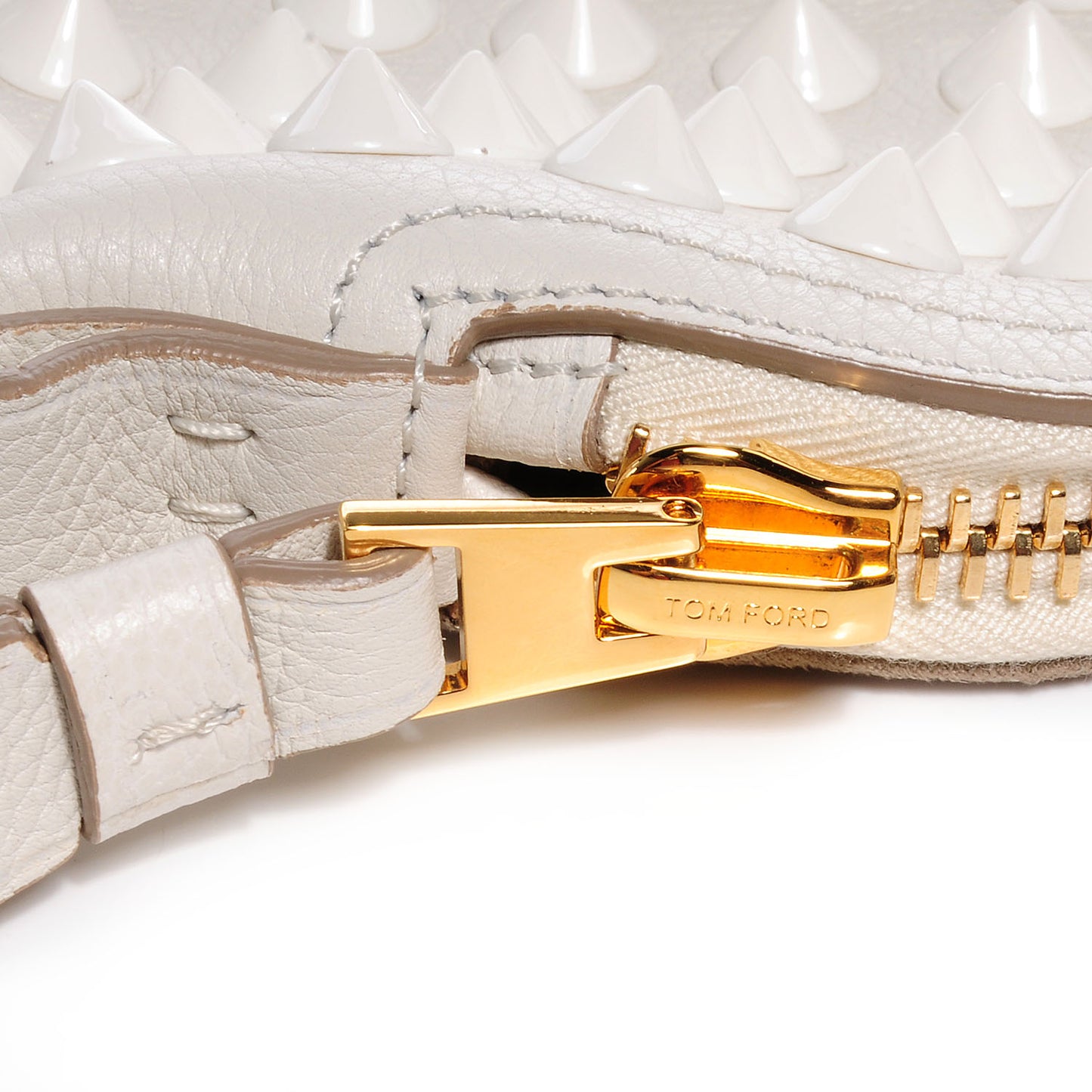 Pebbled Calfskin Studded Mini Jennifer Crossbody White