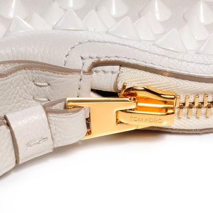 Tom Ford Pebbled Calfskin Studded Mini Jennifer Crossbody White 5 of 9