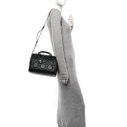 Christian Dior Calfskin Macrocannage Groove 25 Bag Black 2 of 9