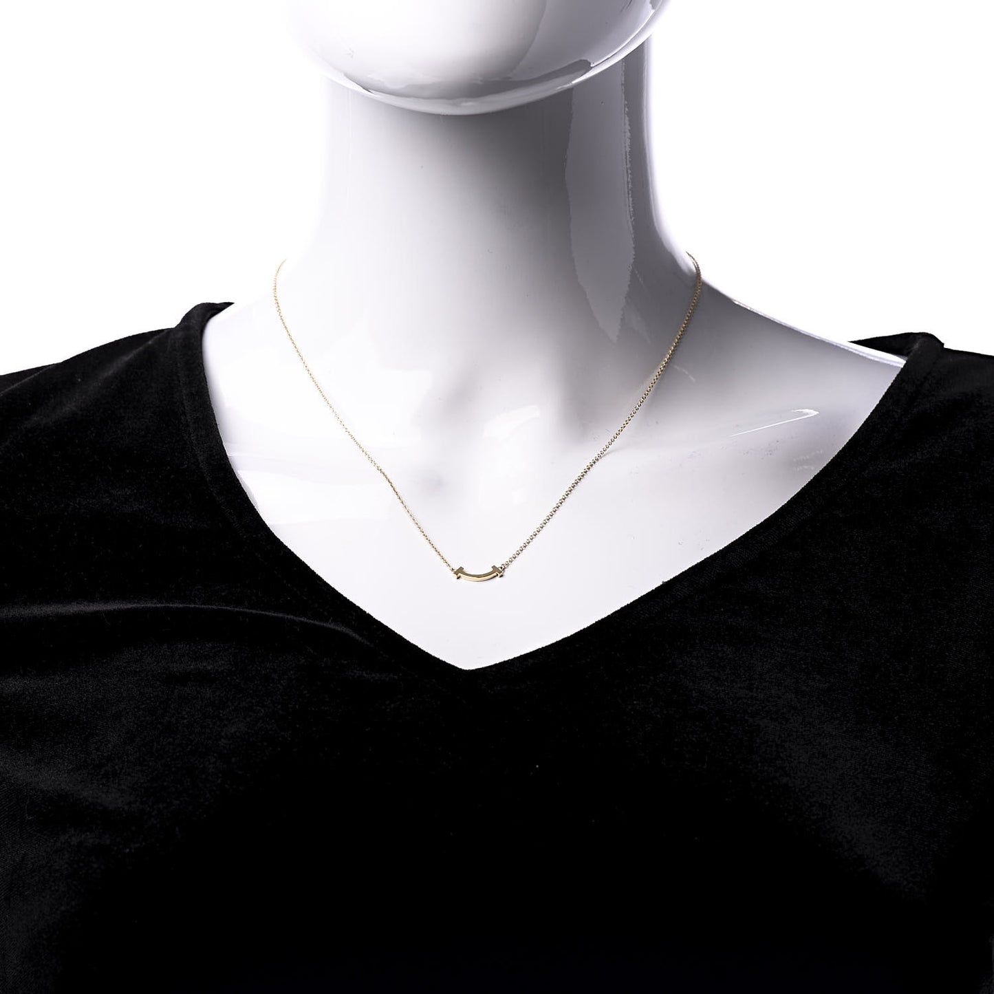 18K Yellow Gold Mini T Smile Pendant Necklace