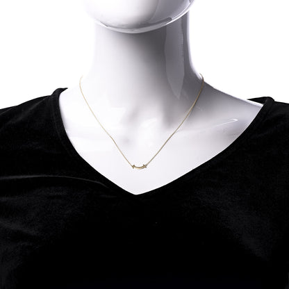 Tiffany 18K Yellow Gold Mini T Smile Pendant Necklace 2 of 6