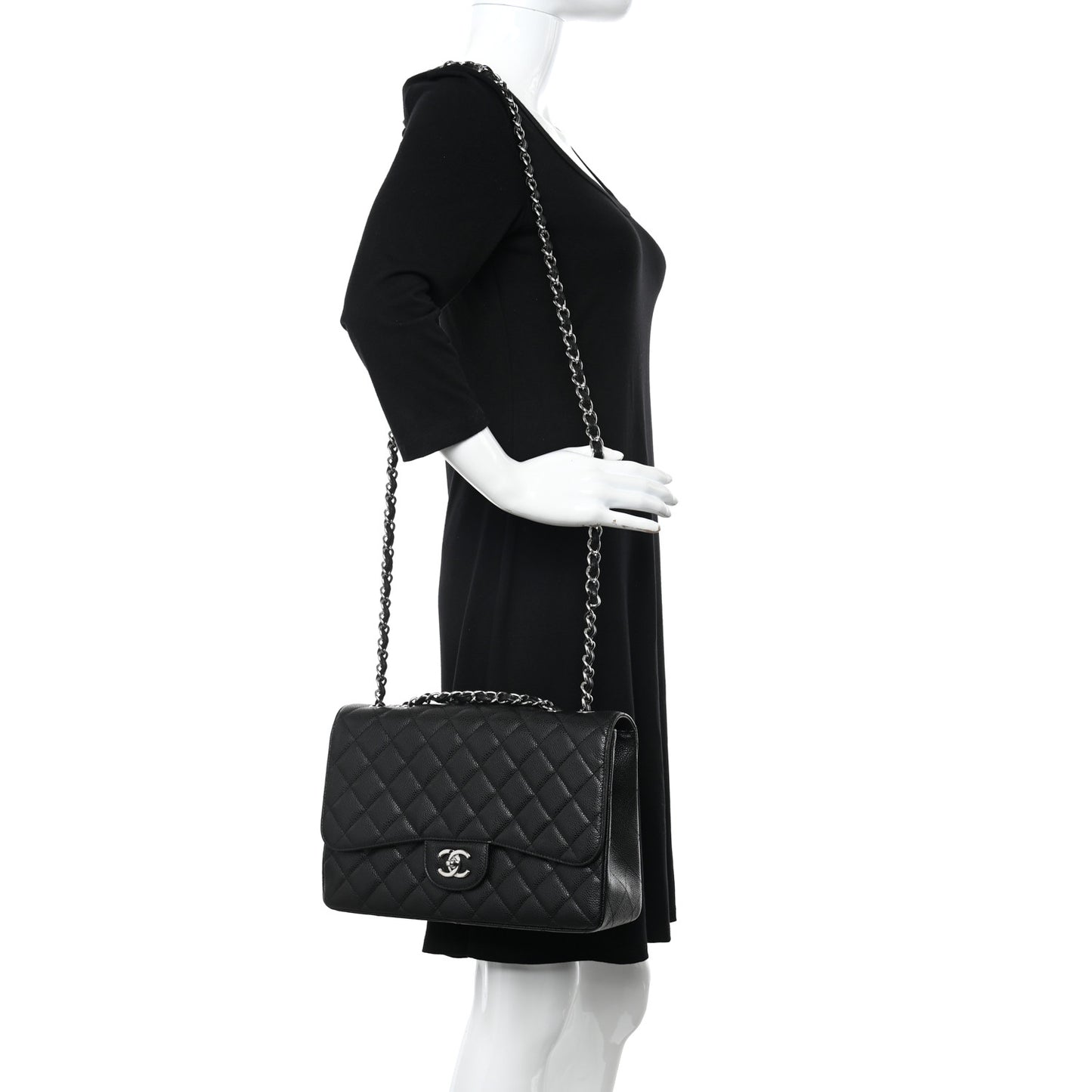 Caviar Quilted Jumbo Single Flap Black