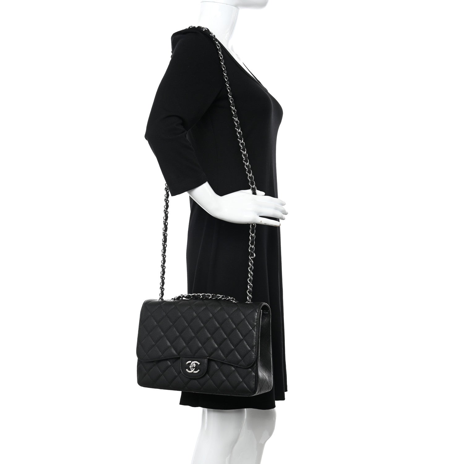 Chanel Caviar Quilted Jumbo Single Flap Black 2 of 11