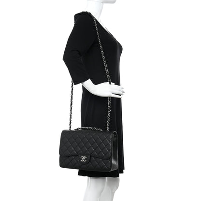 Chanel Caviar Quilted Jumbo Single Flap Black 2 of 11