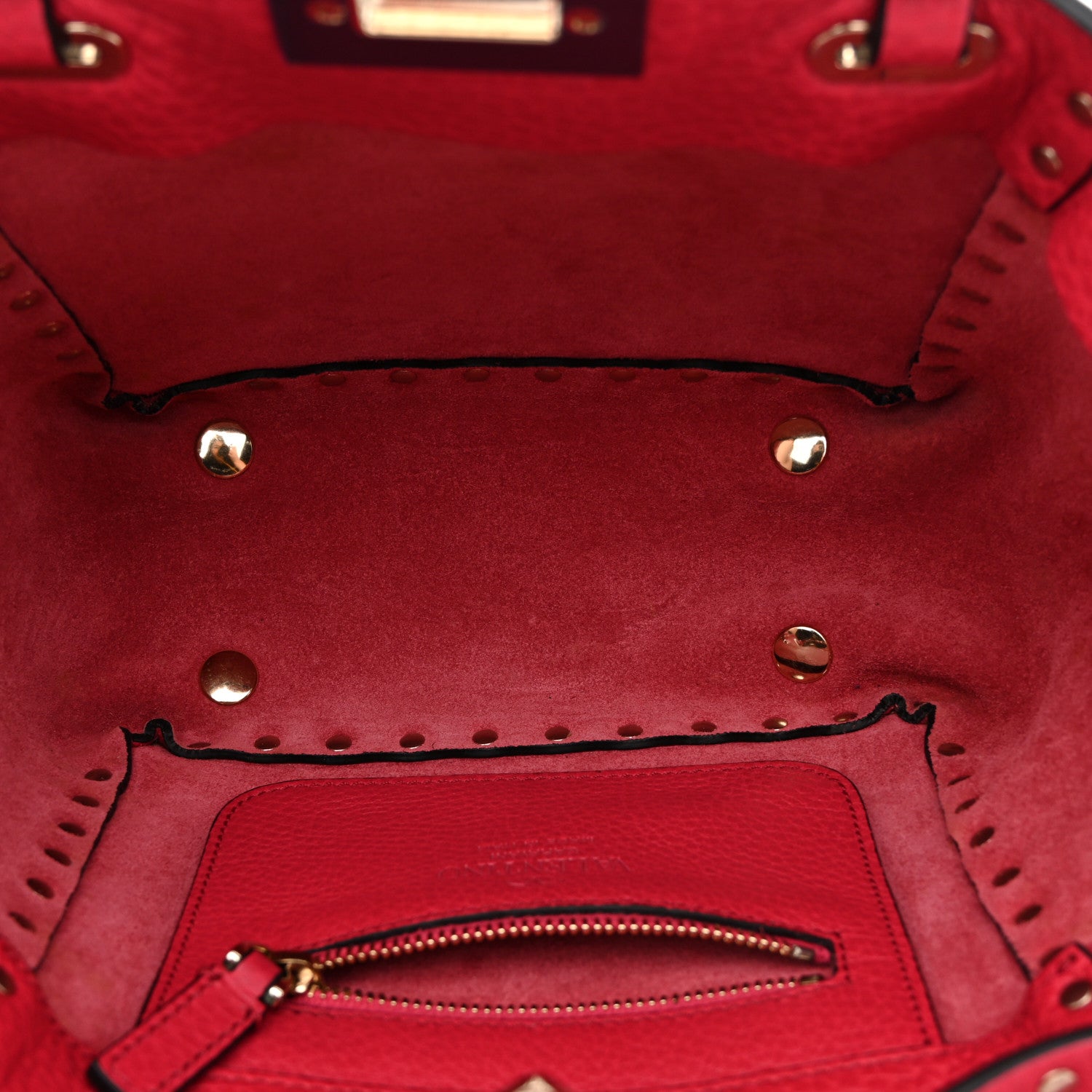 Valentino Garavani Pebbled Calfskin Mini Rockstud Tote  Cyclamin 5 of 10