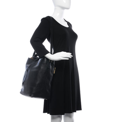 Burberry Grainy Calfskin Medium Check Ashby Hobo Black 3 of 8