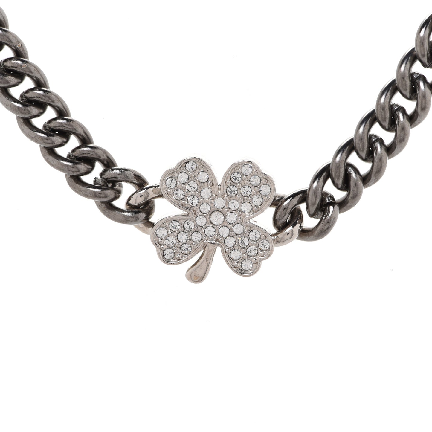 Ruthenium Crystal Chain CC Lucky Charms Choker Silver