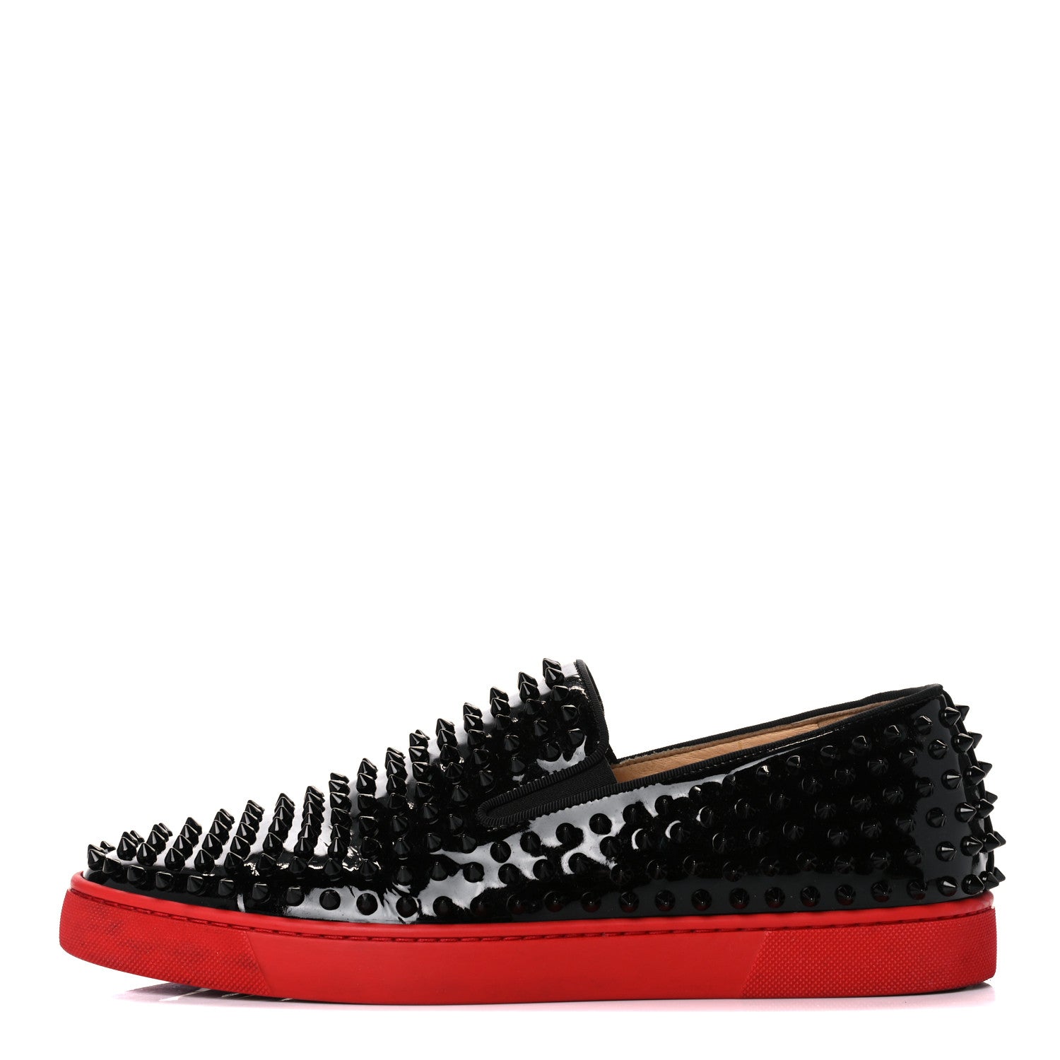 Christian Louboutin Patent Spikes Mens Roller Boat Flats 44 Black 1 of 14