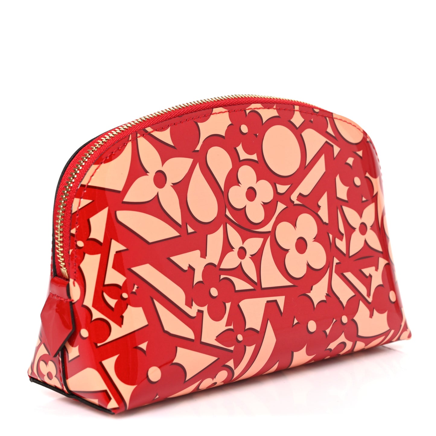 Patent Sweet Monogram Cosmetic Pouch Pomme D’Amour