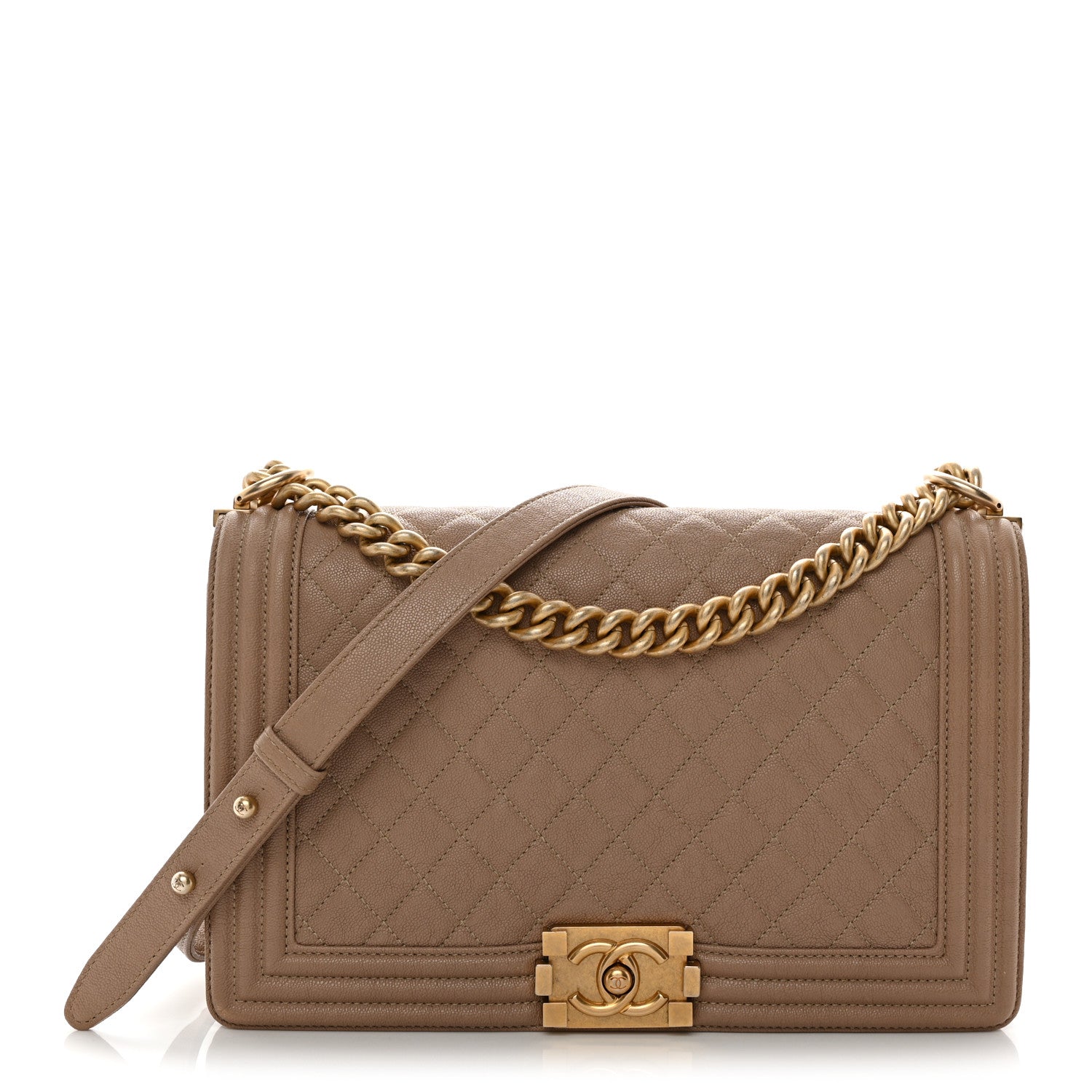 Chanel Caviar Quilted New Medium Boy Flap Dark Beige 1 of 12