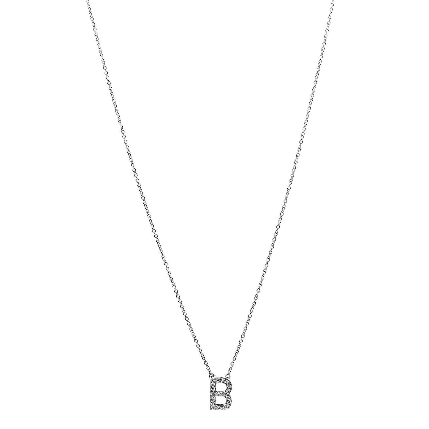 Platinum Diamond Letter B Pendant Necklace