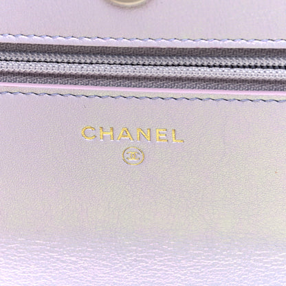 Chanel Iridescent Calfskin Quilted Chanel 19 Wallet On Chain WOC Light Purple 6 of 10