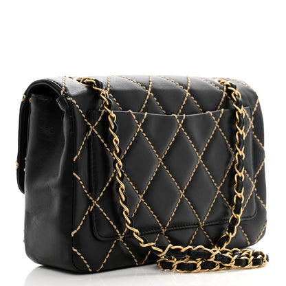 Chanel Calfskin Quilted Contrast Stitch Medium Flap Black 2 of 9