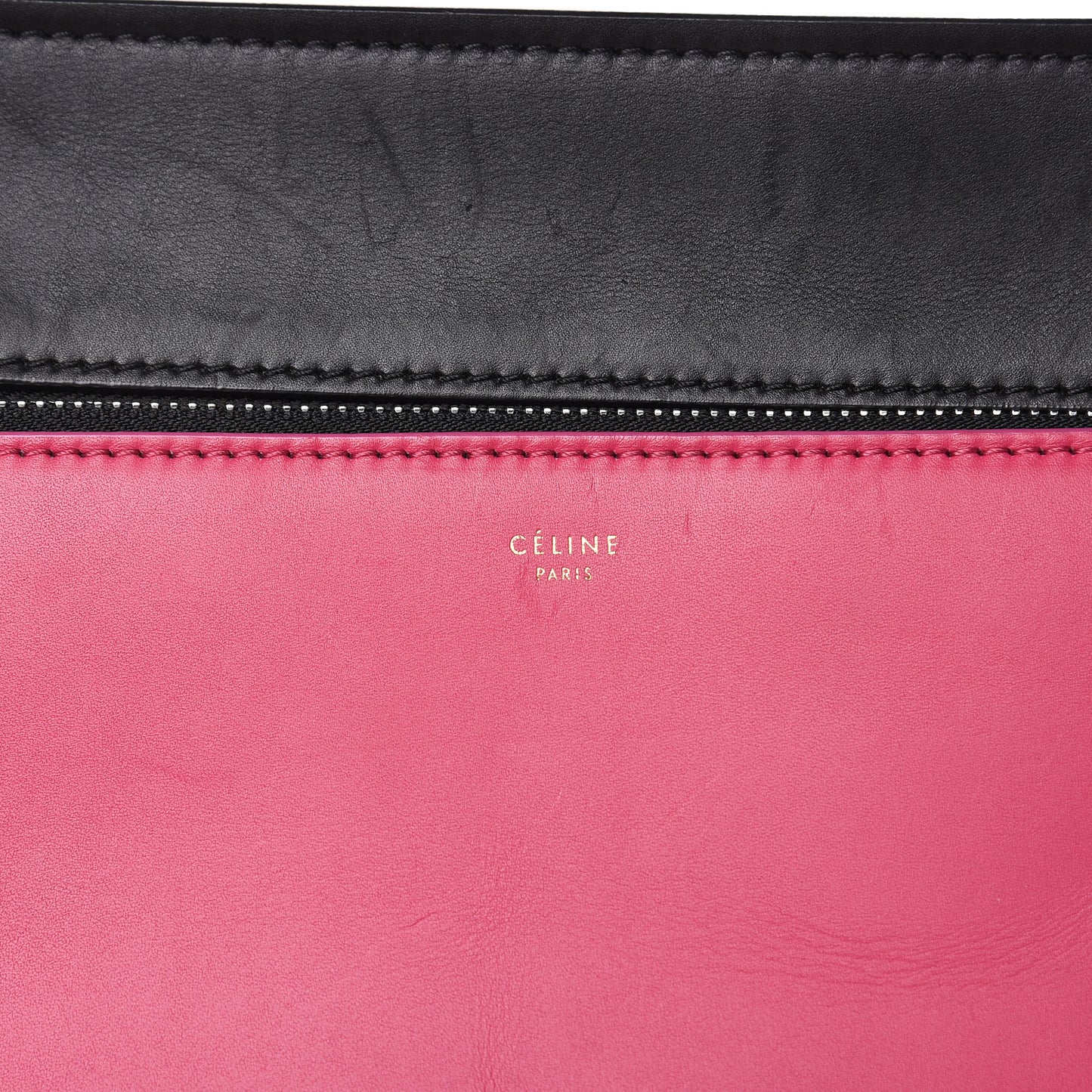 Smooth Calfskin Small Tri-Color Edge Shoulder Bag Fushia