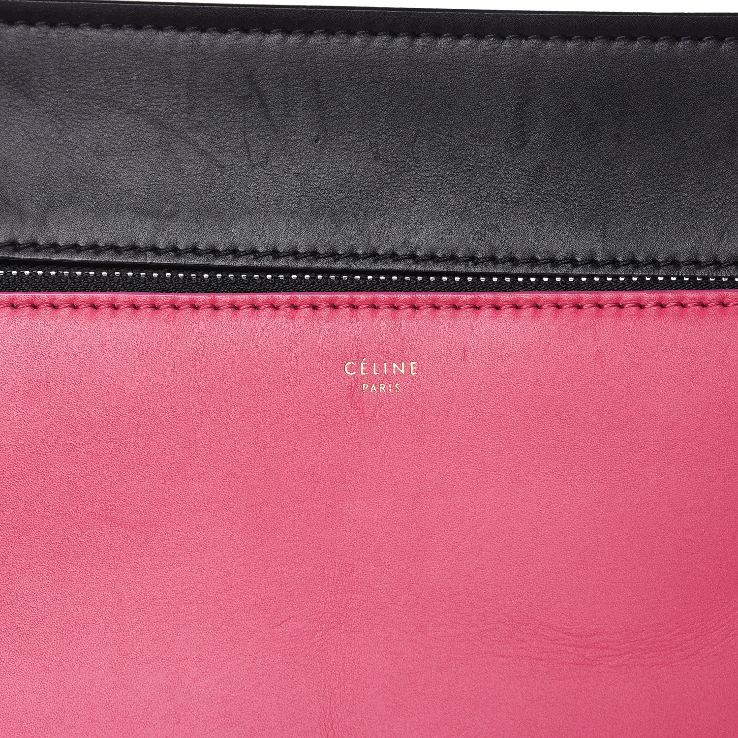 Celine Smooth Calfskin Small Tri-Color Edge Shoulder Bag Fushia 6 of 18