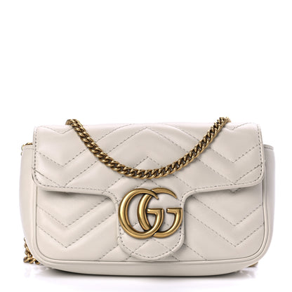 Gucci Calfskin Matelasse Super Mini GG Marmont Shoulder Bag White 1 of 9